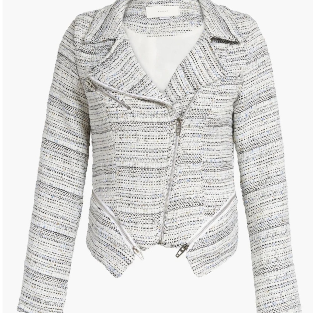 BlankNYC Tweed Fitted Zipper Moto Jacket Sz M